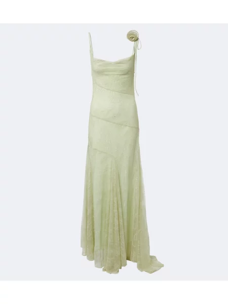 Rochie maxi De La Vali din dantelă verde