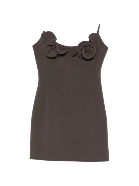 Rochie mini Magda Butrym cu model floral cu aplicații de costum maro