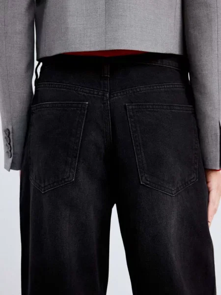 Dżinsy balloon ze średnim stanem black denim Kobieta 34 MANGO czarne