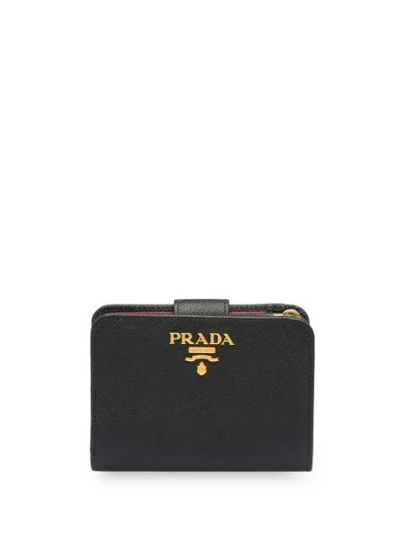 Iš natūralios odos piniginė Prada juoda