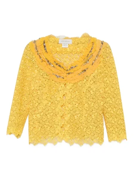 Kurtka Gemy Maalouf w kwiatki koronkowa żółta