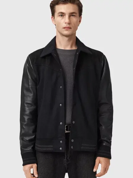 AllSaints geacă de piele ENDLETON de tranziție negru