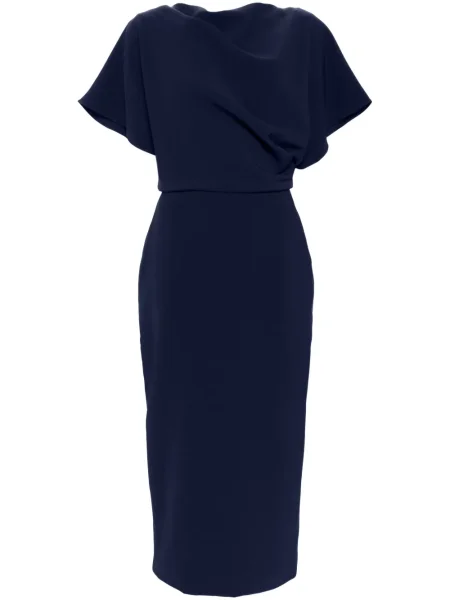 Rochie midi Amsale drapată până la genunchi de costum albastru