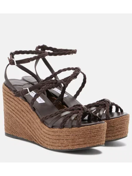 Espadrile Jimmy Choo din piele țesuți maro