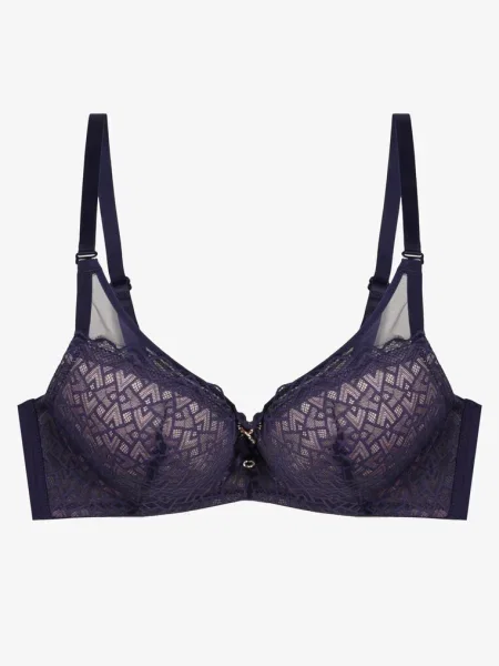 Sutien push-up Evantia cu dantelă bleumarin-roz roz
