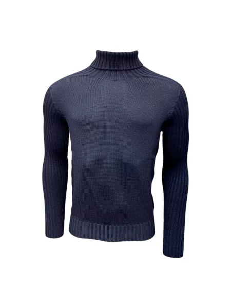 Sweter z golfem Gran Sasso wełniany do golfa niebieski