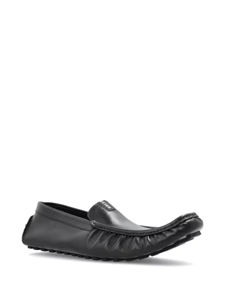 Кожени лоуфъри Balenciaga с волани черно