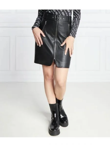 HUGO De piele fustă Leonara negru