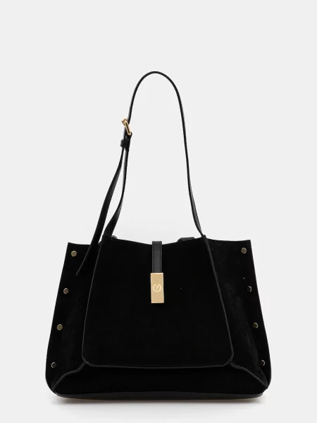 Кожена чанта Pollini черно