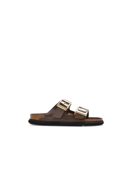 Klapki Birkenstock skórzane brązowe