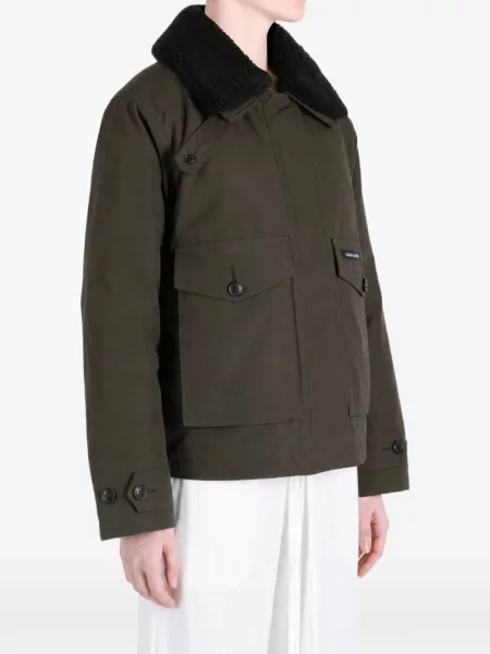 Gulerat geacă Canada Goose din piele de oaie maro