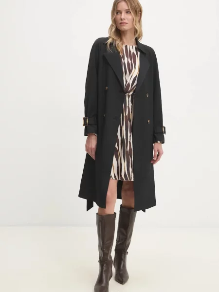 Шлифер Answear Lab дамски преходен модел с уголемена кройка черно