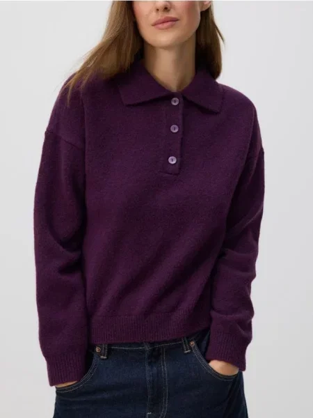 Reserved Джемпер з коміром темно-фіолетовий фіолетовий