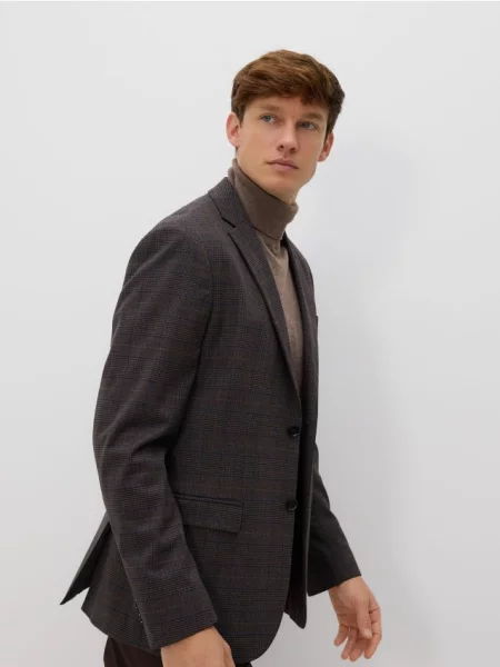 Reserved Піджак slim fit з віскозою коричневий