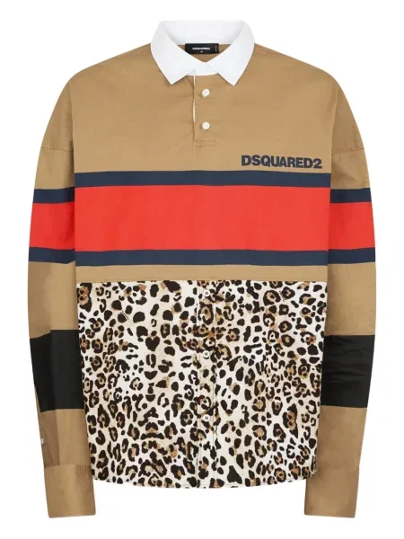 Поло тениска Dsquared2 на райета с принт