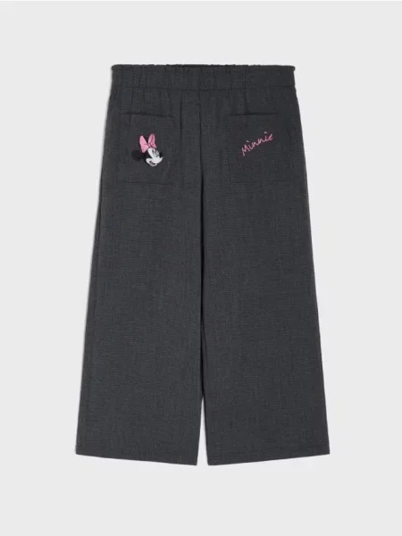 Sinsay Kalhoty wide leg s výšivkou Minnie Mouse vícebarevná