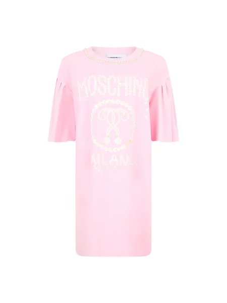 Sukienka koszulowa Moschino z nadrukiem różowa