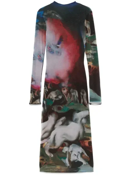 Sukienka midi Mugler do kolan garniturowa niebieska