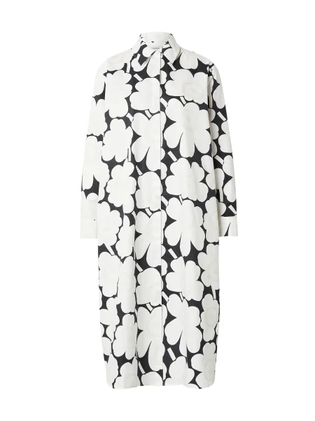Marimekko Košulja haljina RUNOELMA UNIKKO svijetlobež / crna bijela