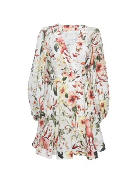 Rochie mini Zimmermann cu model floral cu imagine plic alb