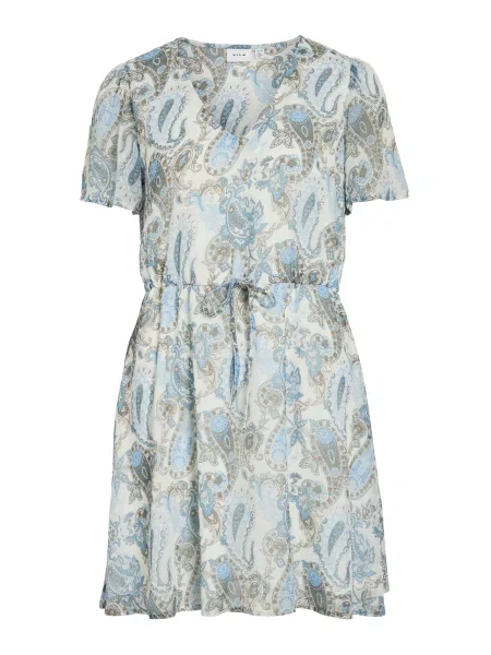 VILA Rochie VIFALIA albastru fumuriu / gri taupe alb