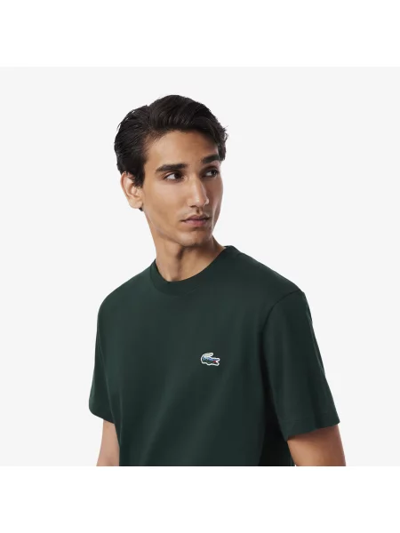 Lacoste T-Shirt Z Grubej Dzianiny Jersey Landscape Crocodile zielony