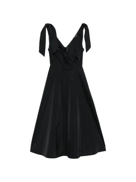 Rochie midi Elisabetta Franchi cu decolteu în V până la genunchi cu legături negru