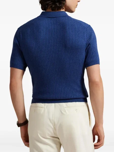 Плисирана шапка с козирки Polo Ralph Lauren на райета кепър синьо