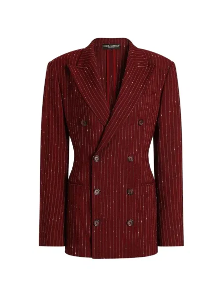 Sacou Dolce & Gabbana cu dungi cu două rânduri de nasturi roșu