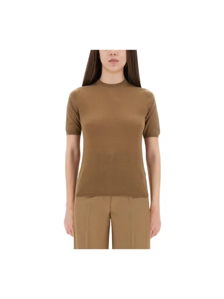 Dzianinowy sweter Max Mara elegancki brązowy