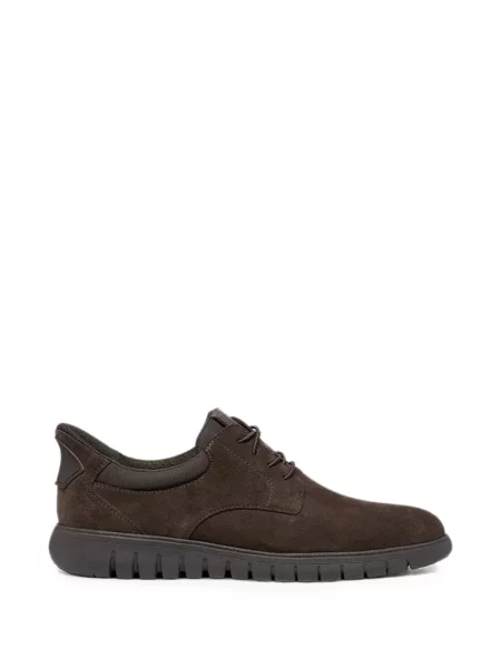 Sneakerși Geox cu șireturi din piele de căprioară maro