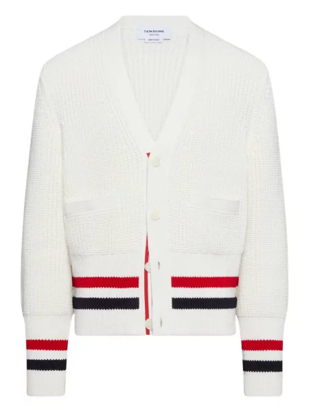 Cardigan Thom Browne cu dungi alb