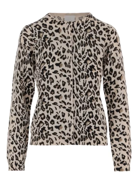 Cardigan Allude cu imagine cu model leopard cu decolteu rotund
