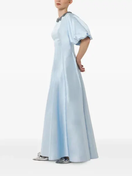 Gulerat rochie maxi Baruni cu mărgele albastru