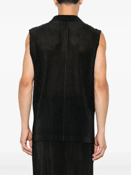 Αμάνικο πλισέ polo Homme Plissé Issey Miyake μαύρο