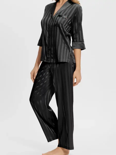 Шовкова смугаста піжама Marc&andre чорна