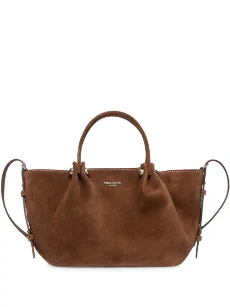 Geantă de călătorie Weekend Max Mara din piele de căprioară maro