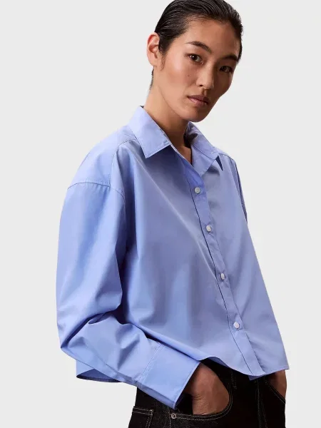 Рубашка Calvin Klein из поплина голубая