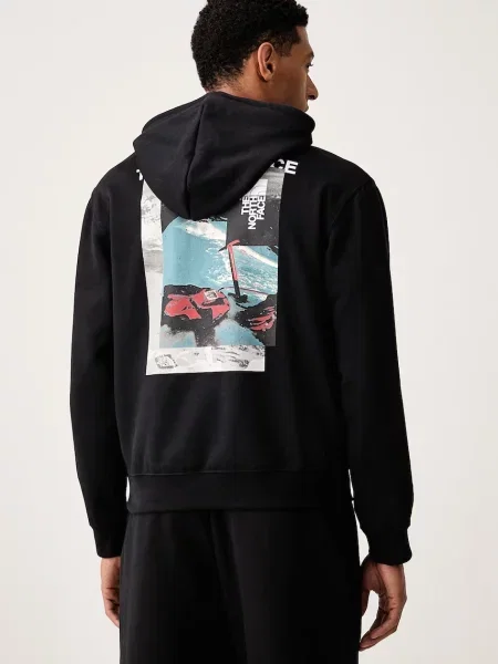 The North Face bluza z kapturem z bawełną Collage Relaxed czarna