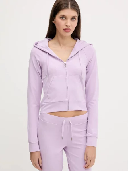 Juicy Couture bluza SINGLE JERSEY OLA HOODIE z kapturem z aplikacją fioletowy