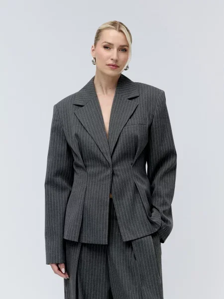 LeGer Studio Blejzer Sophia sivá melírovaná biela