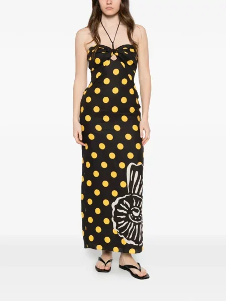 Rochie midi Cala De La Cruz cu buline negru