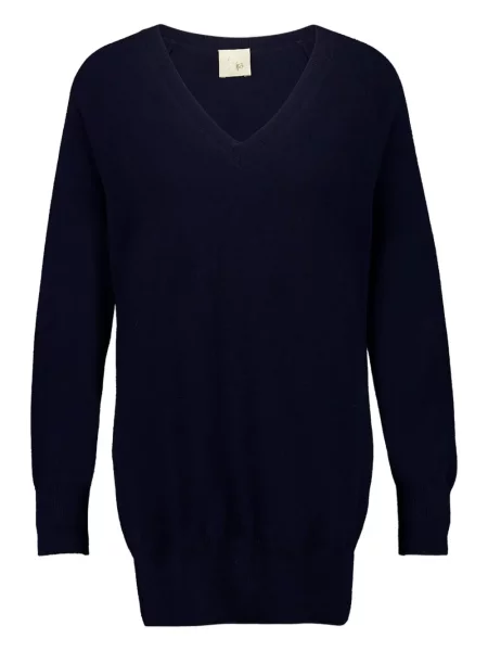 Pulover Paula din cașmir cu decolteu în V albastru