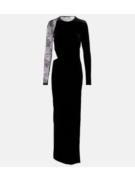 Rochie maxi Self-portrait de catifea negru