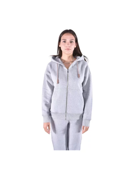 Bluza z kapturem Max Mara z kapturem ze sznurkiem szara