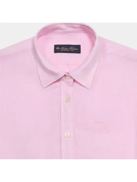 Lniana koszula Brooks Brothers z logo różowa