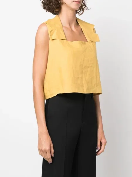 Lněný drapovaný top Yohji Yamamoto Pre-owned žlutý
