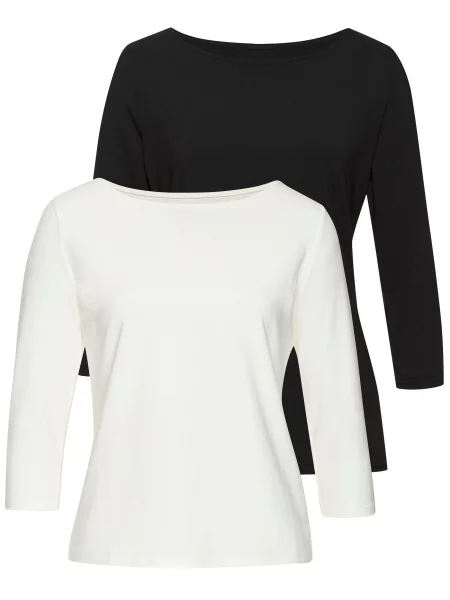 LASCANA Tricou crem negru