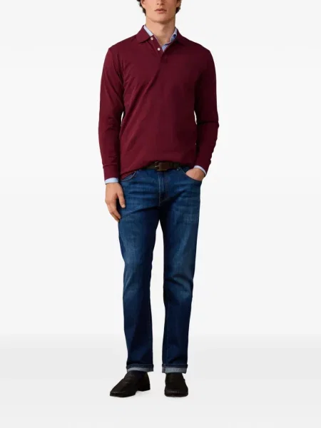 Lung tricou polo Hackett London roșu