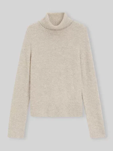 Sweter z półgolfem o kroju relaxed fit z mieszanka żywej wełny i kaszmiru model Febisana' Boss beżowy